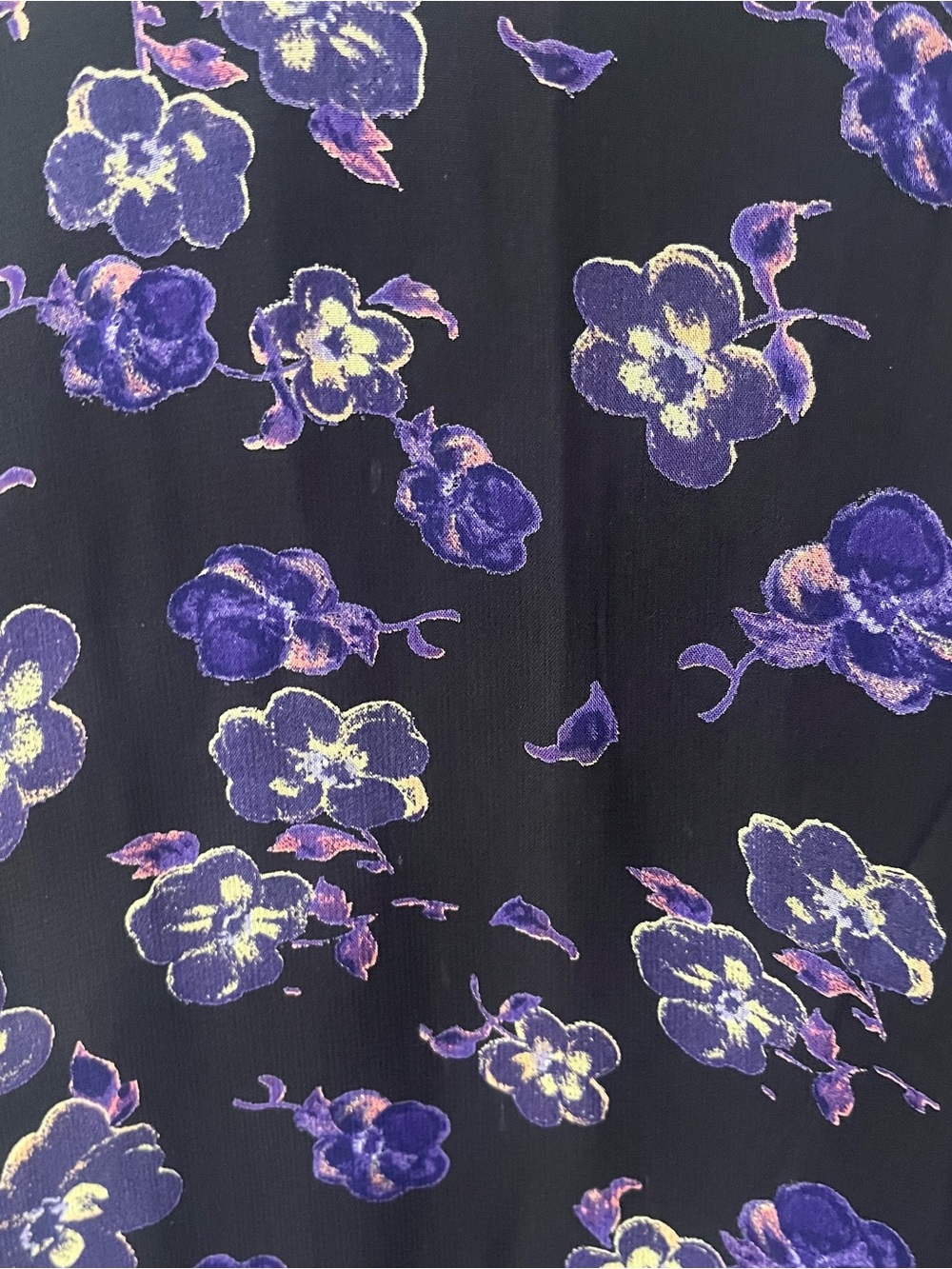 GANNI Floral Midi Dress Black Purple Long Sleeve Size 38/US size 6 - Picture 4 of 14